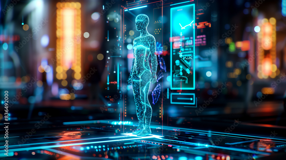 Poster ai assistant hologram futuristic artificial intelligence technology digital software tech