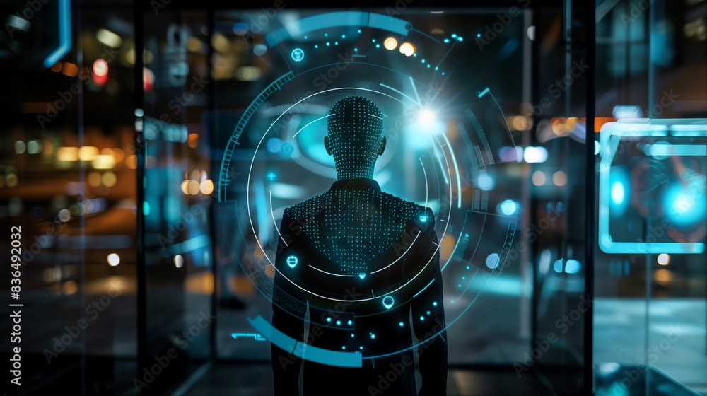 Poster ai assistant hologram futuristic artificial intelligence technology digital software tech