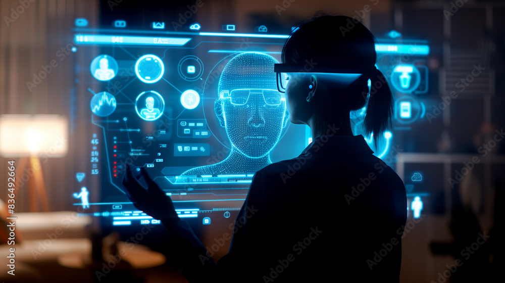 Poster ai assistant hologram futuristic artificial intelligence technology digital software tech