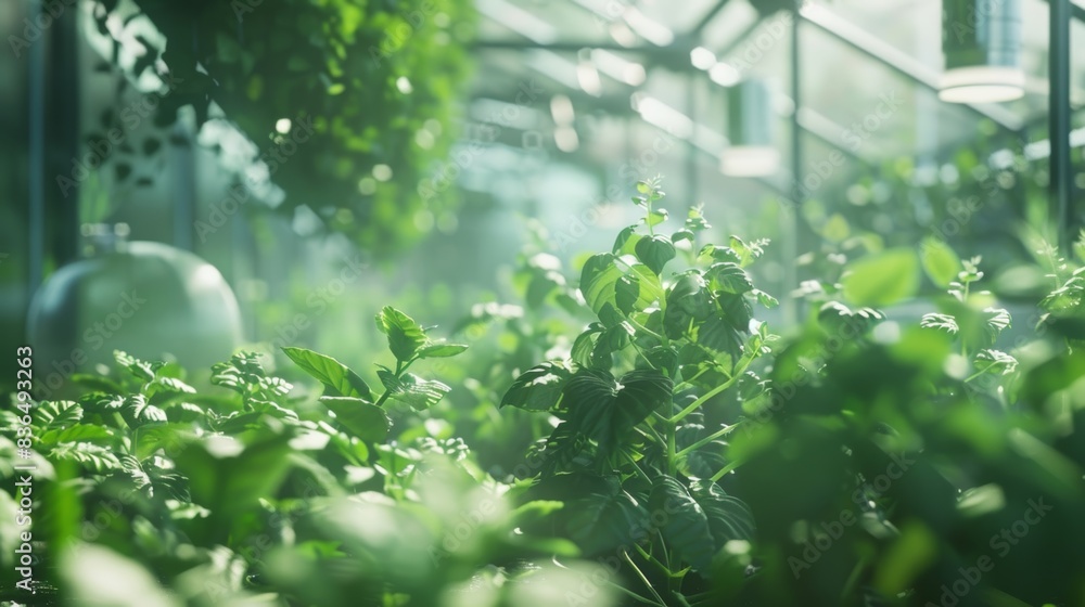 Poster a greenhouse with a builtin roof ventilation system which opens and closes based on humidity levels 