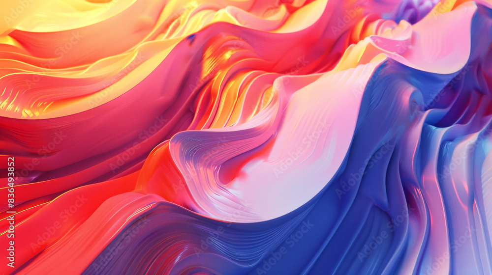 Poster rainbow glass waves smooth wave-like glass structures with vibrant color gradients creating a stunni