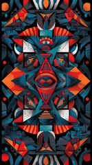Abstract geometric pattern with vibrant colors and symmetrical shapes