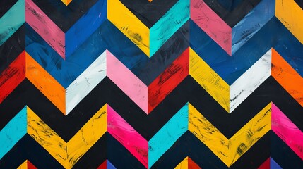 Colorful chevron pattern with vibrant geometric shapes