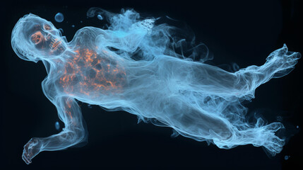 Eerily captivating highresolution image of a spectral, floating ghostly apparition in a disembodied form.