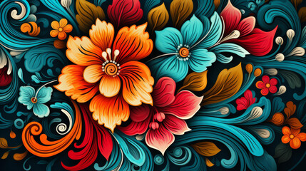 Detailed flat illustration of vibrant batik patterns with high definition quality and traditional aesthetic.