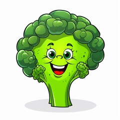 Fototapeta premium Fun and engaging cartoonstyle broccoli coloring page for kids with clean line art and vivid colors.