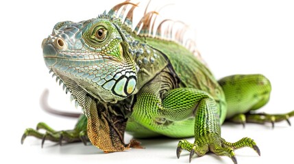A green lizard with a long tail and green and brown spots