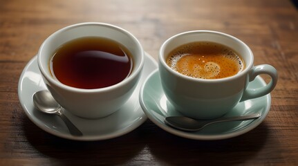 A cup of tea and a cup of coffee are depicted.generative.ai 