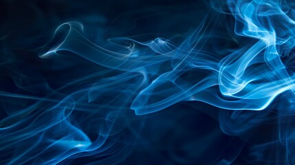 Obraz premium Blue smoke swirls and billows against a black background, creating a mysterious and abstract effect