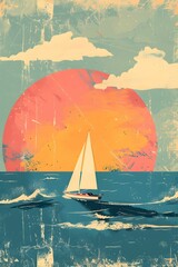 Naklejka premium sailing boat on the sea