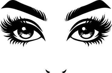 black and white eye Eyebrows and Eyelashes vector set