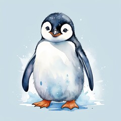 Naklejka premium Watercolor Whimsy, a cute penguin
