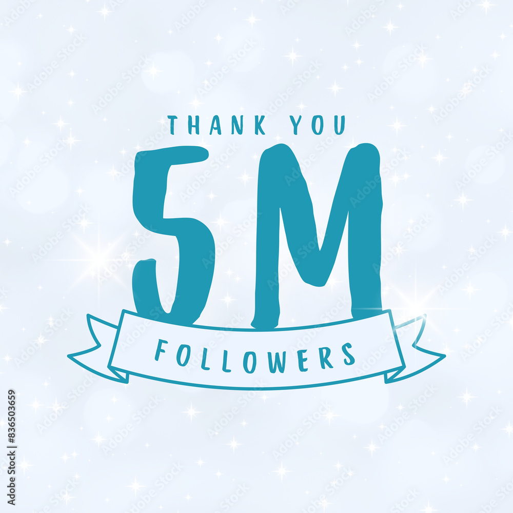 Poster thank you 5 million followers , gratitude poster design - Posters