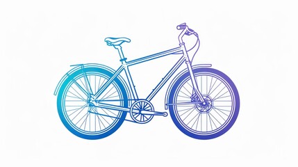 A blue and white bicycle with a blue seat