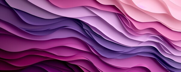 Abstract wavy layers of pink and purple paper