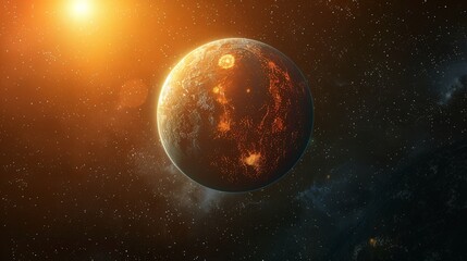 Obraz premium an exoplanet with a vibrant atmosphere and nearby stars --ar 16:9