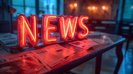 “NEWS” Neon sign - press - newspaper - media 