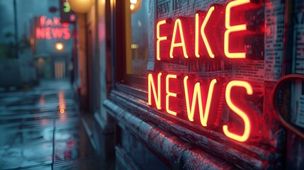 “FAKE NEWS” Neon sign - press - newspaper - media 