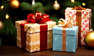 christmas gift boxes and decorations 