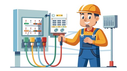 Expert intervention for a safe and functional electrical system. A professional electrician repairs an electrical switchboard.