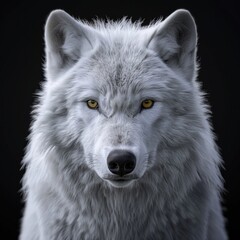 alpha white wolf, close-up portrait, wild wolf