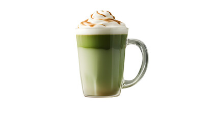 Ai generative Matcha Latte coffee cup which isolated on a white background