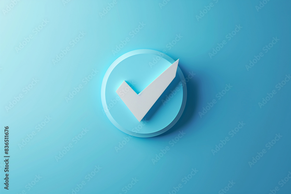 Poster paper cut check mark in round icon isolated on blue background. check list button sign. paper art st