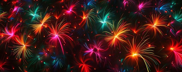 Colorful fireworks display in night sky, festive celebration backdrop. New year celebration and holiday concept