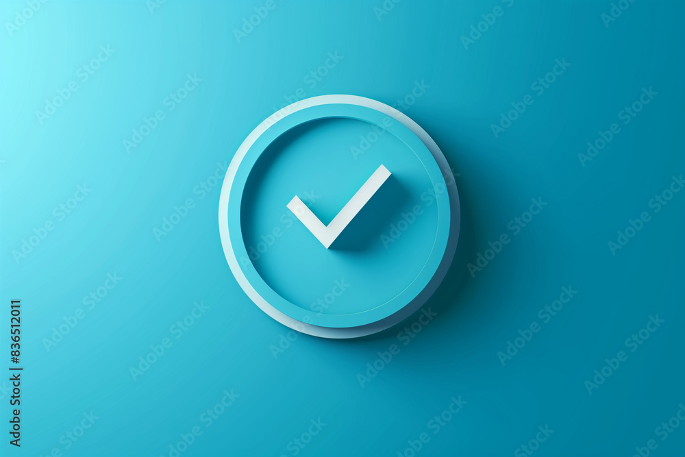 Poster paper cut check mark in round icon isolated on blue background. check list button sign. paper art st