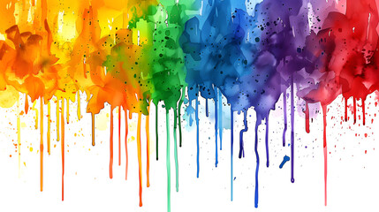 Fototapeta premium Rainbow watercolor paint splatter background