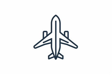 Thin line plane icon on white background


