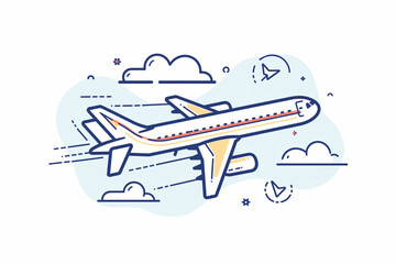 Thin line plane icon on white background

