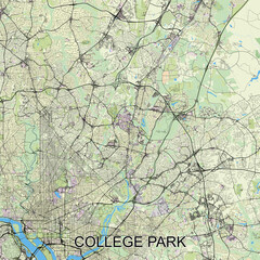 College Park, Maryland, United States map poster art