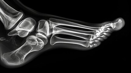 Naklejka premium X-ray of a human foot, showing the bones and potential areas of injury or concern
