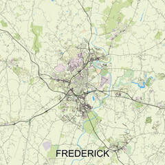 Frederick, Maryland, United States map poster art