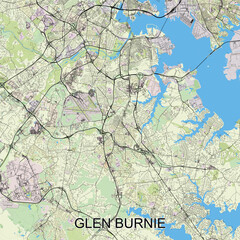 Glen Burnie, Maryland, United States map poster art