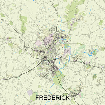 Frederick, Maryland, United States map poster art