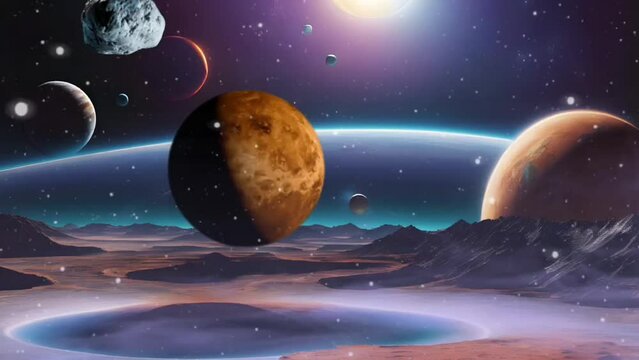 planet in space seamless looping animation video