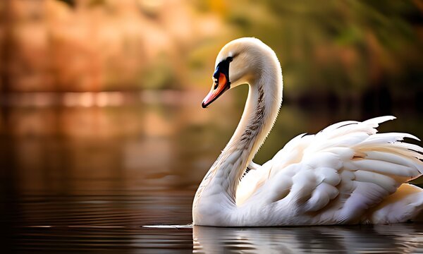 swan on the water white colour and aky