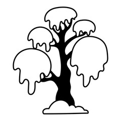 black and white tree icon. vector illustration