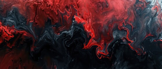 abstract wallpaper with wavy watercolor effects in liquid black and red, nice texture and very artistic
