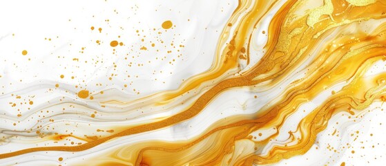 abstract wallpaper with wavy watercolor effects in white and liquid gold, nice texture and very artistic
