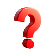 赤い立体的なハテナのアイコン　透過　素材　シンプル　３D　？　PNG