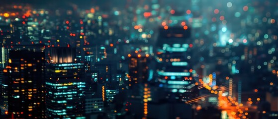 Fototapeta premium cityscape at night with nice depth and beautiful panorama