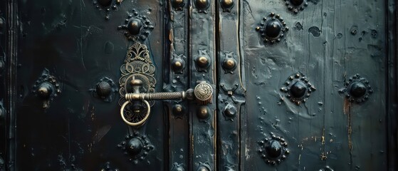 old door wallpaper with nice wood texture and metal details
