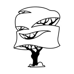 Tropical Tree icon. Minimalist Black and White Abstract Tree  illustration.