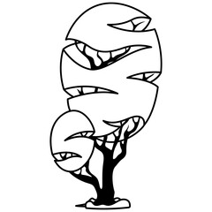 Tropical Tree icon. Minimalist Black and White Abstract Tree  illustration.