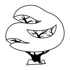 Tropical Tree icon. Minimalist Black and White Abstract Tree  illustration.