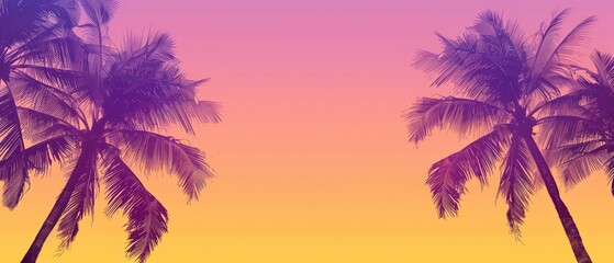 palm trees silhouette wallpaper with warm colors on a gradient background
