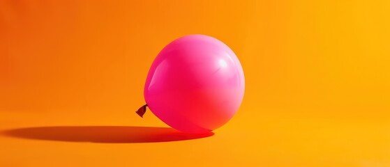minimal wallpaper of a pink balloon over a orange background 
